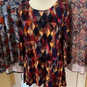 intro. bundle lot 3 tunic tops stretch shirts medium new M geometric paisley lot